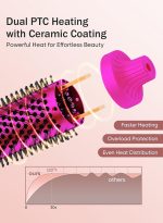 بيستيس  فرشاة حرارية مقاس 32 مم، فرشاة تصفيف شعر أيونية، أسطوانة لتنعيم وتجعيد الشعر، شعر ناعم ولامع، قابلة للتعديل من 100 إلى 220 درجة مئوية، تسخين سريع، جهد كهربائي مزدوج - Image 6