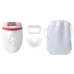 فيليبس ماكينة إزالة الشعر السلكية المدمجة ساتينيل BRE255/00، ضمان لمدة عامين باللون الأبيض أبيض