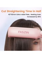 ⁦فازين فرد الشعر الاحترافية بلوحة عريضة 42 مم أيون سالب من التيتانيوم تسخين سريع لمدة 30 ثانية شاشة LED لدرجة الحرارة في الوقت الحقيقي جهد عريض 10 مستويات درجة حرارة قابلة للتعديل⁩ - الصورة ⁦5⁩