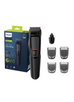 فيليبس ماكينة التشذيب MG3710/33 من Philips | أداة 6 في 1 لتشذيب اللحية والوجه | شفرات لا تحتاج إلى صيانة، لا حاجة للزيت | 60 دقيقة من الاستخدام اللاسلكي | أداة تشذيب للأنف والأذن، وأمشاط للحية الخفيفة | مع حقيبة تخزين أسود