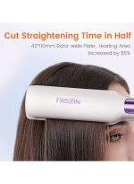 ⁦فازين فرد الشعر الاحترافية بلوحة عريضة 42 مم أيون سالب من التيتانيوم تسخين سريع لمدة 30 ثانية، شاشة LED لدرجة الحرارة في الوقت الحقيقي جهد عريض 10 مستويات درجة حرارة قابلة للتعديل⁩ - الصورة ⁦7⁩