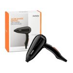 بيبي ليس مجفف شعر بيبيليس | أداء تجفيف قوي بقدرة 2000 واط مع جهد مزدوج لراحة السفر | 2 إعدادات حرارة وسرعة مع وقت تجفيف سريع | تصميم خفيف الوزن وقابل للنقل | الموديل 5344SDE – أسود أسود