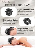 ⁦رويس مجموعة مكونة من 4 قطع من مجعد الشعر الخالي من الحرارة من الساتان، بكرات شعر لتجعيد الشعر بدون حرارة مع أغطية للشعر، وحزام رأس ناعم لتجعيد الشعر الطويل، ومجموعة للنوم طوال الليل (أسود)⁩ - الصورة ⁦5⁩