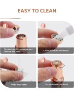 ⁦دوشر آلة إزالة شعر الوجه للنساء، جهاز إزالة الشعر غير مؤلم، ماكينة حلاقة كهربائية للشفاه والذقن والذراعين مع شحن USB، تتضمن رأسين بديلين⁩ - الصورة ⁦7⁩