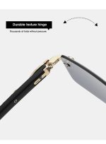 ⁦نظارات شمسية رجالية بدون إطار بتصميم معدني و خشبي عصري⁩ - الصورة ⁦4⁩