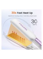 ⁦فازين فرد الشعر الاحترافية بلوحة عريضة 42 مم أيون سالب من التيتانيوم تسخين سريع لمدة 30 ثانية، شاشة LED لدرجة الحرارة في الوقت الحقيقي جهد عريض 10 مستويات درجة حرارة قابلة للتعديل⁩ - الصورة ⁦5⁩