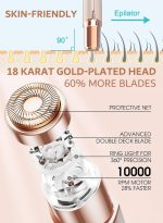 ⁦دوشر آلة إزالة شعر الوجه للنساء، جهاز إزالة الشعر غير مؤلم، ماكينة حلاقة كهربائية للشفاه والذقن والذراعين مع شحن USB، تتضمن رأسين بديلين⁩ - الصورة ⁦4⁩