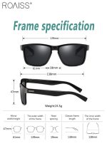 ⁦رويس نظارة شمسية مربعة مستقطبة رجالية، نظارة الشمس الواقية من الأشعة فوق البنفسجية 400 بإطار PC، ظلال شمس مضادة للوهج عصرية للرجال مناسبة للقيادة وصيد الأسماك والسفر، 61 مم⁩ - الصورة ⁦4⁩