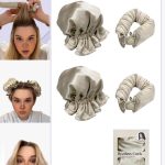 رويس مجموعة مكونة من 4 قطع من مجعد الشعر الخالي من الحرارة من الساتان، بكرات شعر لتجعيد الشعر بدون حرارة مع أغطية للشعر، وحزام رأس ناعم لتجعيد الشعر الطويل، ومجموعة للنوم طوال الليل (بيج)