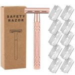 أوريتي شفرة حلاقة مزدوجة الحافة من الفولاذ المقاوم للصدأ باللون الذهبي الوردي 13.4 × 4 × 6.5 سم