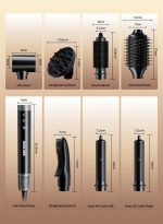 ⁦دوشر استشوار شعر احترافي 7 في 1 مع مجفف شعر وفرشاة هواء ساخن وعصا تجعيد وملحقات ديفيوزر لفير الشعر يحقق نتائج صالون في المنزل⁩ - الصورة ⁦6⁩