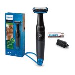 فيليبس ماكينة تشذيب شعر الجسم BG1024/16 من Philips | أداة تشذيب الجسم والفخذين المقاومة للماء | مشط ثنائي الاتجاه، نظام حماية للبشرة | مع بطارية AA الأسود / الأزرق