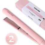 دوشر مملس شعر سيراميك جهاز فرد الشعر بألواح عائمة ثلاثية الأبعاد، حرارة حتى 230° مئوية مع إعدادات متعددة، جهد مزدوج، سلك دوار 2 متر، إيقاف تلقائي وضمان سنتين