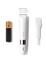 ⁦براون أداة تهذيب شعر الجسم الصغيرة براون BS1000 للاستخدام الجاف أو مع الماء مع مشط التهذيب، باللون الأبيض. أبيض⁩ - الصورة ⁦3⁩