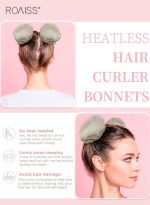 رويس مجموعة مكونة من 4 قطع من مجعد الشعر الخالي من الحرارة من الساتان، بكرات شعر لتجعيد الشعر بدون حرارة مع أغطية للشعر، وحزام رأس ناعم لتجعيد الشعر الطويل، ومجموعة للنوم طوال الليل (بيج) - Image 3