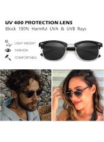 ⁦إتش دي كرافتر نظارة شمسية بإطار كلوب ماستر كامل الحواف وعدسات واقية من الأشعة فوق البنفسجية UV400 - مقاس العدسة: 48 مم للرجال⁩ - الصورة ⁦3⁩