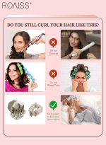 رويس مجموعة مكونة من 4 قطع من مجعد الشعر الخالي من الحرارة من الساتان، بكرات شعر لتجعيد الشعر بدون حرارة مع أغطية للشعر، وحزام رأس ناعم لتجعيد الشعر الطويل، ومجموعة للنوم طوال الليل (بيج) - Image 9