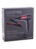 ⁦جيباس مجموعة مكونة من مجفف شعر وجهاز فرد الشعر أحمر وأسود⁩ - الصورة ⁦6⁩