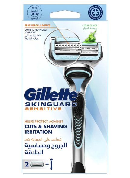 مقبض سكين جارد لماكينة الحلاقة الحساسة + شفرتين متعدد الألوان