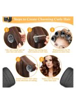 خاجول 39 قطعة من بكرات تجعيد الشعر مع مشابك، بكرة شعر سوداء مع ، بكرة شعر جامبو مع 12 قطعة مشابك على شكل منقار البطة للشعر الطويل والمتوسط والقصير الكثيف الكثيف - Image 4