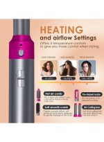 [ترقية] مجموعة مشط ساخن لفرشاة مجفف الشعر 5 في 1 بقدرة 1000 وات لتجعيد الشعر بالهواء الساخن وأداة تصفيف الشعر ومشط فرشاة تجعيد مناسبة لأنواع شعر النساء - Image 2