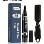 East Moon مجموعة أقلام ملء اللحية للرجال، قلم حشو اللحية مع فرشاة شعر، قلم لحية مقاوم للماء يدوم طويلاً