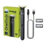 فيليبس ماكينة OneBlade QP1424/10 من Philips | تشذيب، تحديد، وحلاقة أي طول 
للشعر | 2 أمشاط لشعر الذقن الخفيف، شفرة مزدوجة الجوانب | للاستخدام الرطب والجاف، 30 دقيقة من الاستخدام اللاسلكي 0.15جرام
