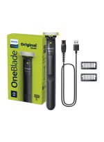 فيليبس ماكينة OneBlade QP1424/10 من Philips | تشذيب، تحديد، وحلاقة أي طول 
للشعر | 2 أمشاط لشعر الذقن الخفيف، شفرة مزدوجة الجوانب | للاستخدام الرطب والجاف، 30 دقيقة من الاستخدام اللاسلكي 0.15جرام