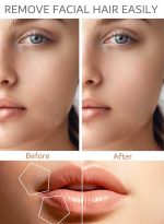 ⁦دوشر آلة إزالة شعر الوجه للنساء، جهاز إزالة الشعر غير مؤلم، ماكينة حلاقة كهربائية للشفاه والذقن والذراعين مع شحن USB، تتضمن رأسين بديلين⁩ - الصورة ⁦5⁩