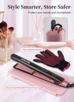 ⁦دوشر مملس فرد وتجعيد الشعر 2 في 1 مملس الشعر من السيراميك - 4 إعدادات للحرارة وتصل درجة حرارتها إلى 230 درجة مئوية مع وسادة سيليكون مقاومة للحرارة وقفازات⁩ - الصورة ⁦7⁩