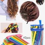 رويس 42 قطعة من أعواد تجعيد الشعر المرنة، 7 أحجام من أعواد تجعيد الشعر بدون حرارة، بكرات الشعر المرنة من الإسفنج للاستخدام أثناء النوم مع غطاء للشعر لتصفيف شعر النساء