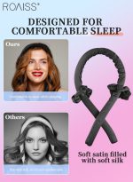 رويس أداة تجعيد الشعر بدون حرارة من الساتان، حلقة تجعيد الشعر بدون حرارة مكونة من 8 قطع مع أشرطة للشعر ومشابك وحزام غسيل الوجه ومشط وأدوات تجعيد الشعر للنساء ذوات الشعر الطويل، مجموعة أدوات تصفيف الشعر - Image 7