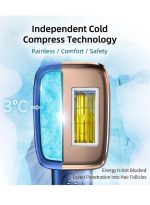 ⁦ملاي أحدث جهاز لإزالة الشعر بالليزر T14 سريع وغير مؤلم، 3 طبقات ضغط بارد/5 مستويات/500000 نبضة، أزرق داكن⁩ - الصورة ⁦2⁩