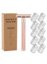 أوريتي شفرة حلاقة مزدوجة الحافة من الفولاذ المقاوم للصدأ باللون الذهبي الوردي 13.4 × 4 × 6.5 سم - Image 3