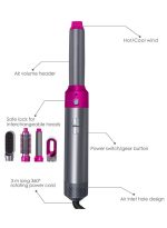 [ترقية] مجموعة مشط ساخن لفرشاة مجفف الشعر 5 في 1 بقدرة 1000 وات لتجعيد الشعر بالهواء الساخن وأداة تصفيف الشعر ومشط فرشاة تجعيد مناسبة لأنواع شعر النساء - Image 5