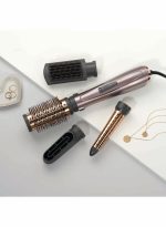 بيبي ليس فرشاة  تصفيف الهواء 1000 من بيبيليس | إعدادات حرارة قابلة للتعديل 2 + إعداد بارد | تقنية الأيونات لشعر خالي من التجعد | ملحق تجعيد مخروطى، مكثف وحاقن تجفيف دقيق مع حقيبة حرارية مجانية –موديل AS136SDE باللون البنفسجي. أرجواني - Image 2