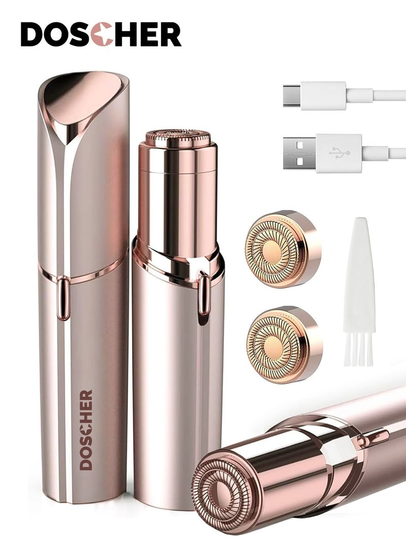 84fb28b1-1a47-441b-a41c-ffdc10955e10.jpg دوشر آلة إزالة شعر الوجه للنساء، جهاز إزالة الشعر غير مؤلم، ماكينة حلاقة كهربائية للشفاه والذقن والذراعين مع شحن USB، تتضمن رأسين بديلين - الصورة 1