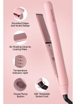 ⁦دوشر مملس شعر سيراميك جهاز فرد الشعر بألواح عائمة ثلاثية الأبعاد، حرارة حتى 230° مئوية مع إعدادات متعددة، جهد مزدوج، سلك دوار 2 متر، إيقاف تلقائي وضمان سنتين⁩ - الصورة ⁦2⁩