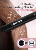 ⁦دوشر مملس فرد وتجعيد الشعر 2 في 1 مملس الشعر من السيراميك - 4 إعدادات للحرارة وتصل درجة حرارتها إلى 230 درجة مئوية مع وسادة سيليكون مقاومة للحرارة وقفازات⁩ - الصورة ⁦4⁩