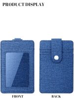 ⁦رويس حافظة محفظة جلدية لحمل بطاقات الهوية للجنسين مع حبل / حزام إضافي بكرة شارة قابلة للسحب وفتحة 3 بطاقات للعمل / المدرسة أزرق ملكي⁩ - الصورة ⁦2⁩