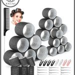 خاجول 39 قطعة من بكرات تجعيد الشعر مع مشابك، بكرة شعر سوداء مع ، بكرة شعر جامبو مع 12 قطعة مشابك على شكل منقار البطة للشعر الطويل والمتوسط والقصير الكثيف الكثيف