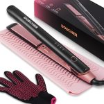 دوشر مملس فرد وتجعيد الشعر 2 في 1 مملس الشعر من السيراميك - 4 إعدادات للحرارة وتصل درجة حرارتها إلى 230 درجة مئوية مع وسادة سيليكون مقاومة للحرارة وقفازات