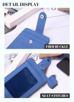 ⁦رويس حافظة محفظة جلدية لحمل بطاقات الهوية للجنسين مع حبل / حزام إضافي بكرة شارة قابلة للسحب وفتحة 3 بطاقات للعمل / المدرسة أزرق ملكي⁩ - الصورة ⁦5⁩