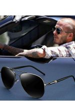 ⁦إتش دي كرافتر نظارة شمسية بإطار آفياتور كامل الحواف وعدسات مستقطبة واقية من الأشعة فوق البنفسجية UV400 - مقاس العدسة: 57 مم للرجال⁩ - الصورة ⁦3⁩