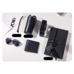 أولودينيز  طقم هدايا أناقة الرجل الأسود – محفظة، نظارات شمسية، كوب قهوة بشاشة رقمية لقياس الحرارة وإكسسوارات