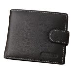 جينباولاي محفظة جلد ثنائية الطي أسود