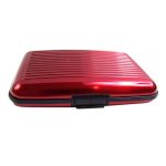 محفظة للبطاقات الائتمانية وبطاقات العمل من الألومنيوم مضادة للماء أحمر