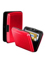 ⁦محفظة للبطاقات الائتمانية وبطاقات العمل من الألومنيوم مضادة للماء أحمر⁩ - الصورة ⁦4⁩