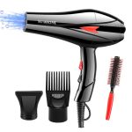 صن هوم طقم مجفف شعر احترافي مكون من 4 قطع، 2000 وات، أسود أسود