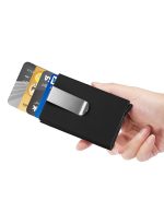 ⁦محفظة منبثقة بمانع لقراءة شريحة RFID أسود/أبيض⁩ - الصورة ⁦4⁩